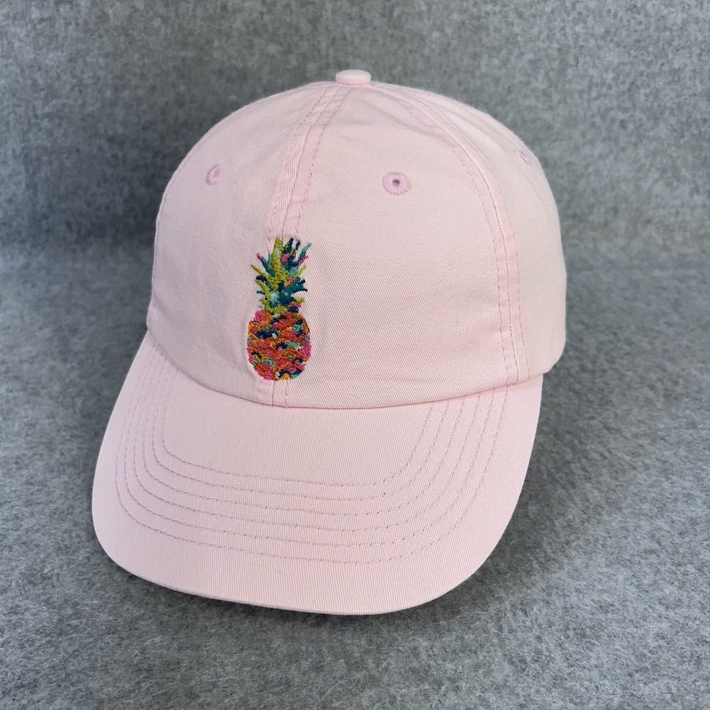 Spartina 449 Pineapple Hat Pink Cotton Adjustable Strapback Dad Cap Embroidered